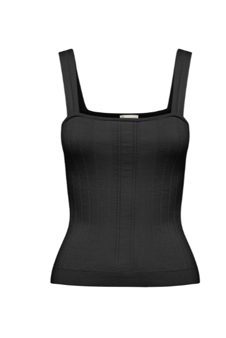 Isla Ribbed CamI - Black