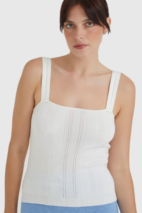 Isla Ribbed CamI - Snow White