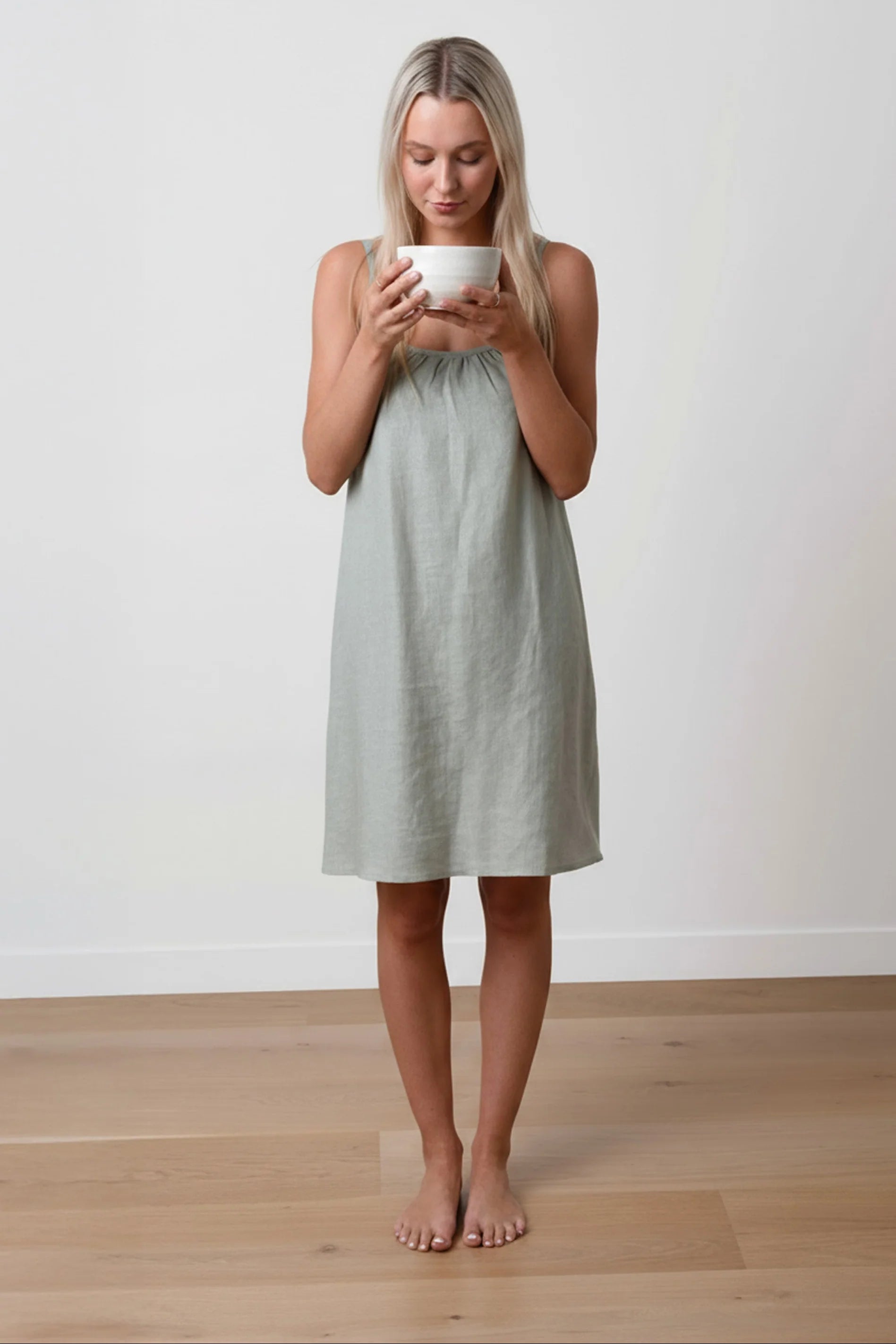 Sun kissed Linen Dress – Premium European Flax™ Linen Matcha